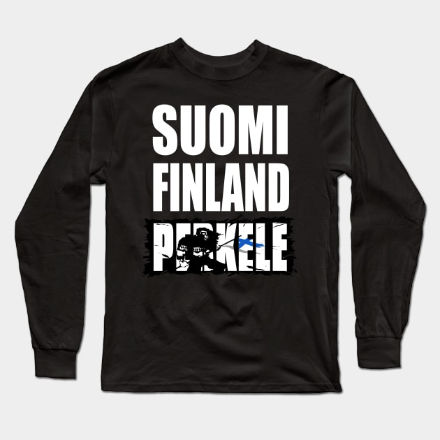 Suomi Finland Perkele Long Sleeve T-Shirt by Perkele Shop